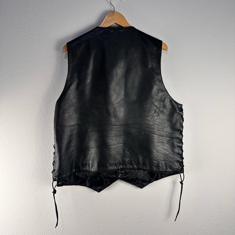 Leather King Classic Side-Lace Leather Motorcycle Vest Sz XXL‎ - Picture 6 of 6